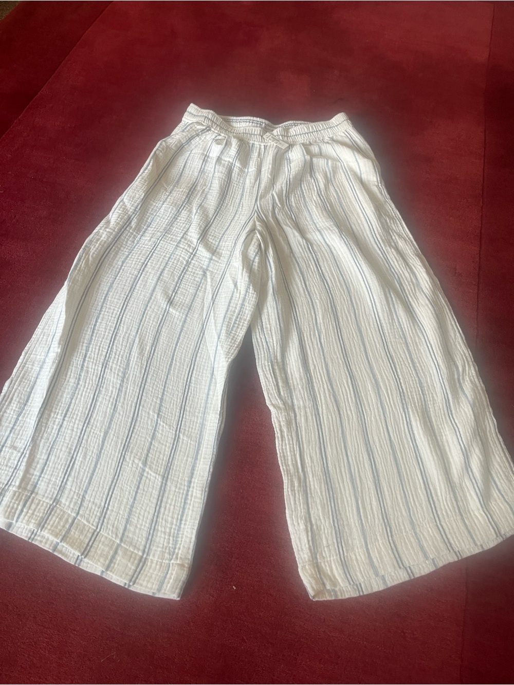 Madewell Untailored WideLeg Crop Pants Striped Lightspun Cotton - Picture 4 of 7